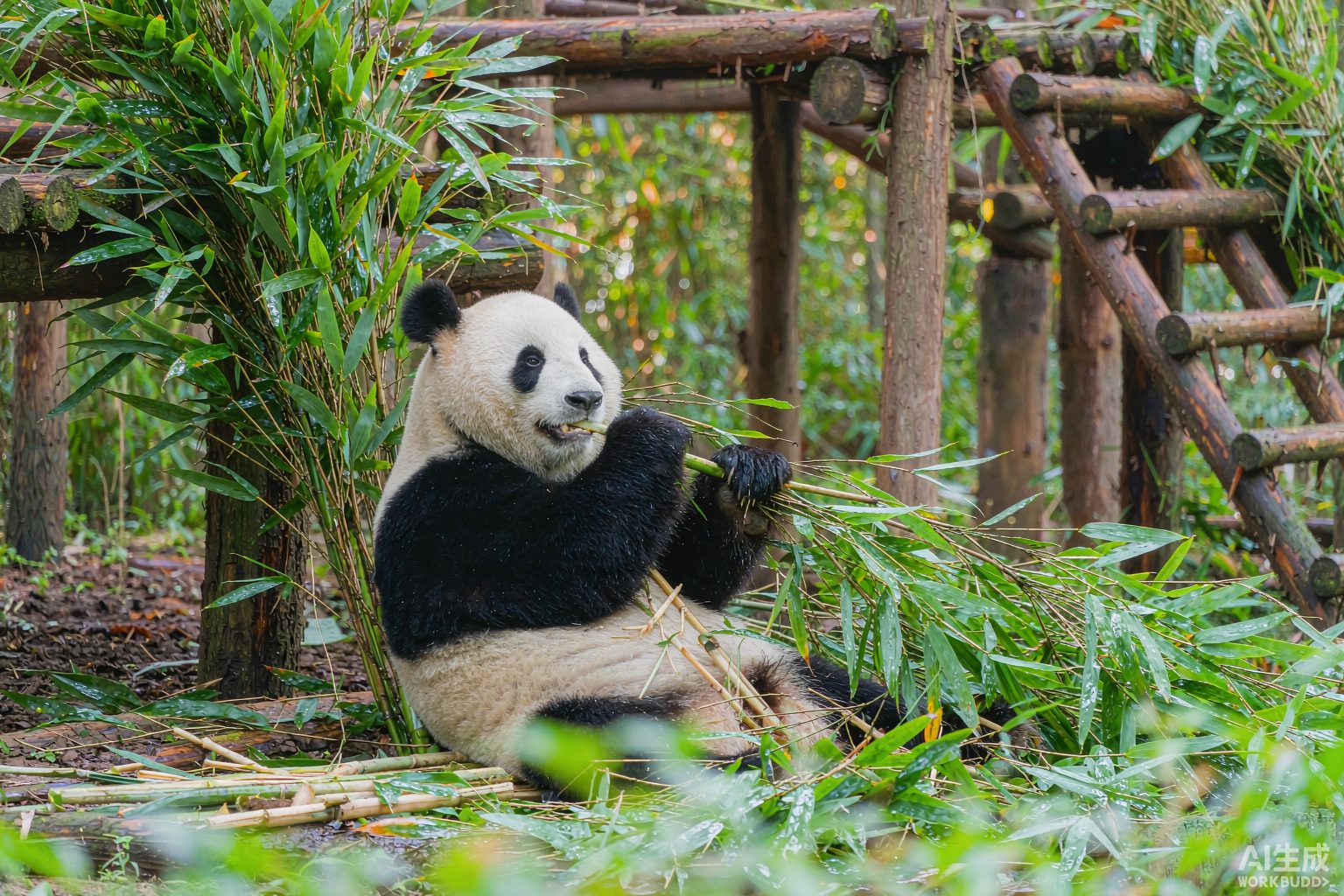 成都大熊猫基地竹林风光示意图